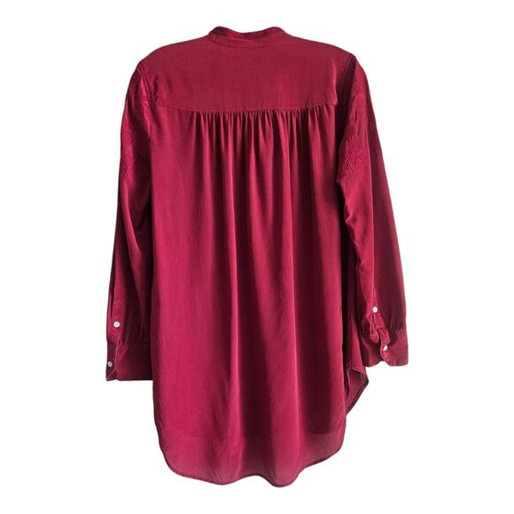 MADEWELL Women's S Ballad Silk Tunic Blouse Top Embroidered 1/2 Buttons 36" - Picture 7 of 8